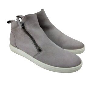 Ecco Soft 7 Zip Ankle Boots Booties Size 41 US 10-10.5 Gray Nubuck Comfort